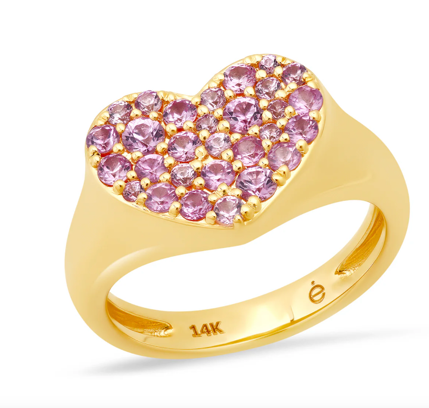 Pink Sapphire Smushed Heart Pinky Ring