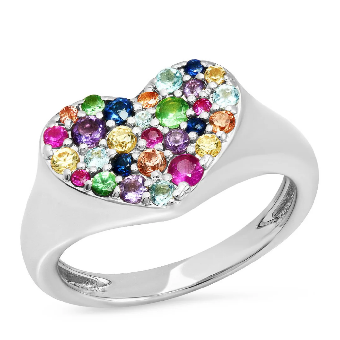 Multi Colored Smushed Heart Pinky Ring