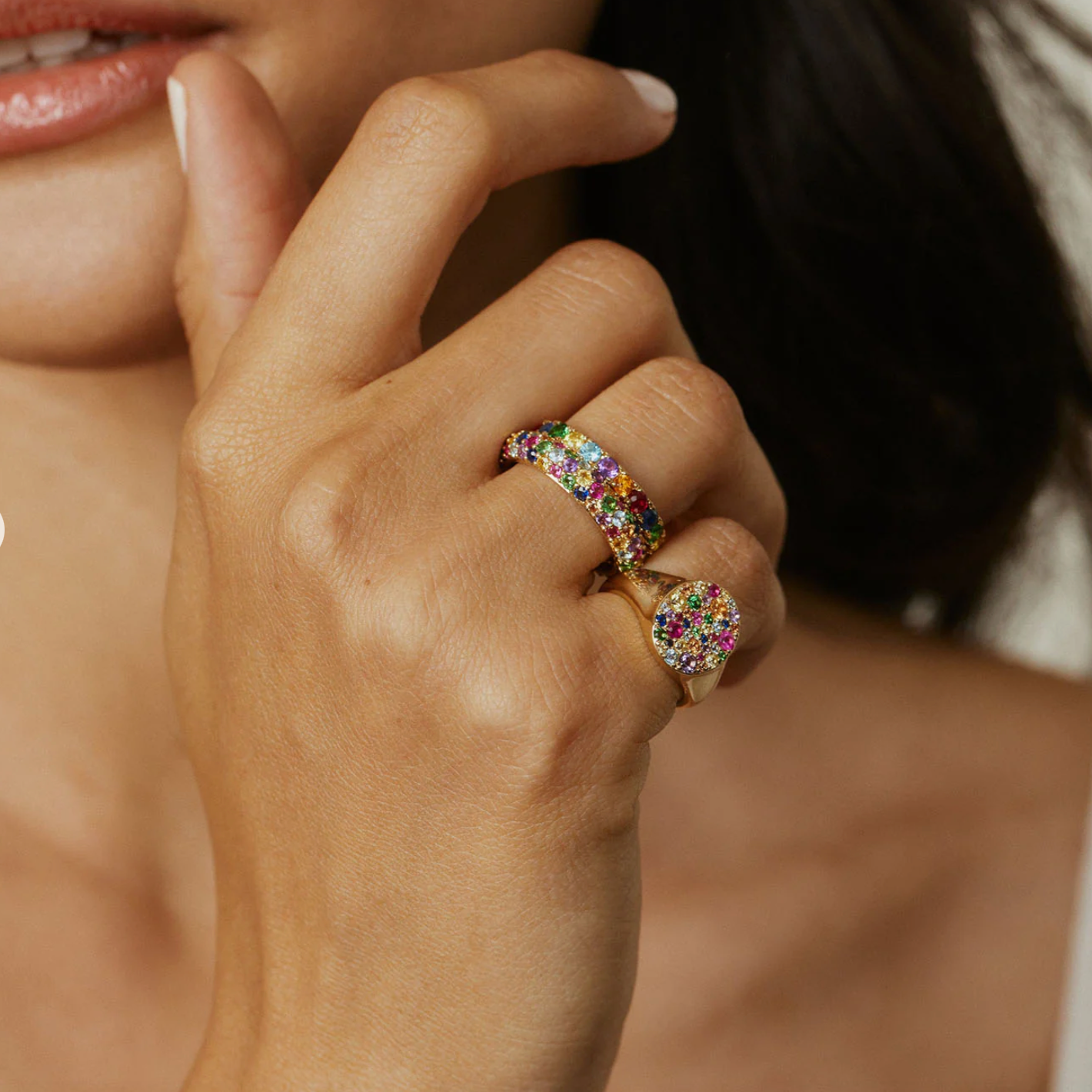 Multi Colored Signet Pinky Ring