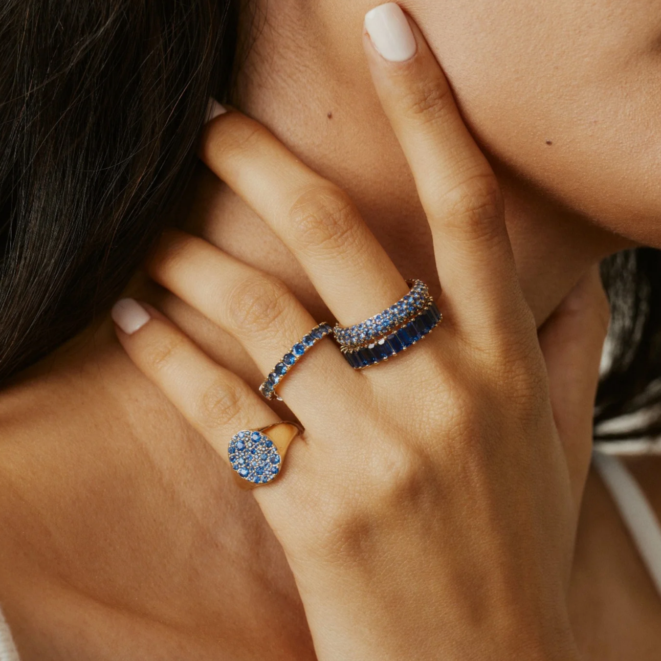 Blue Sapphire Signet Pinky Ring