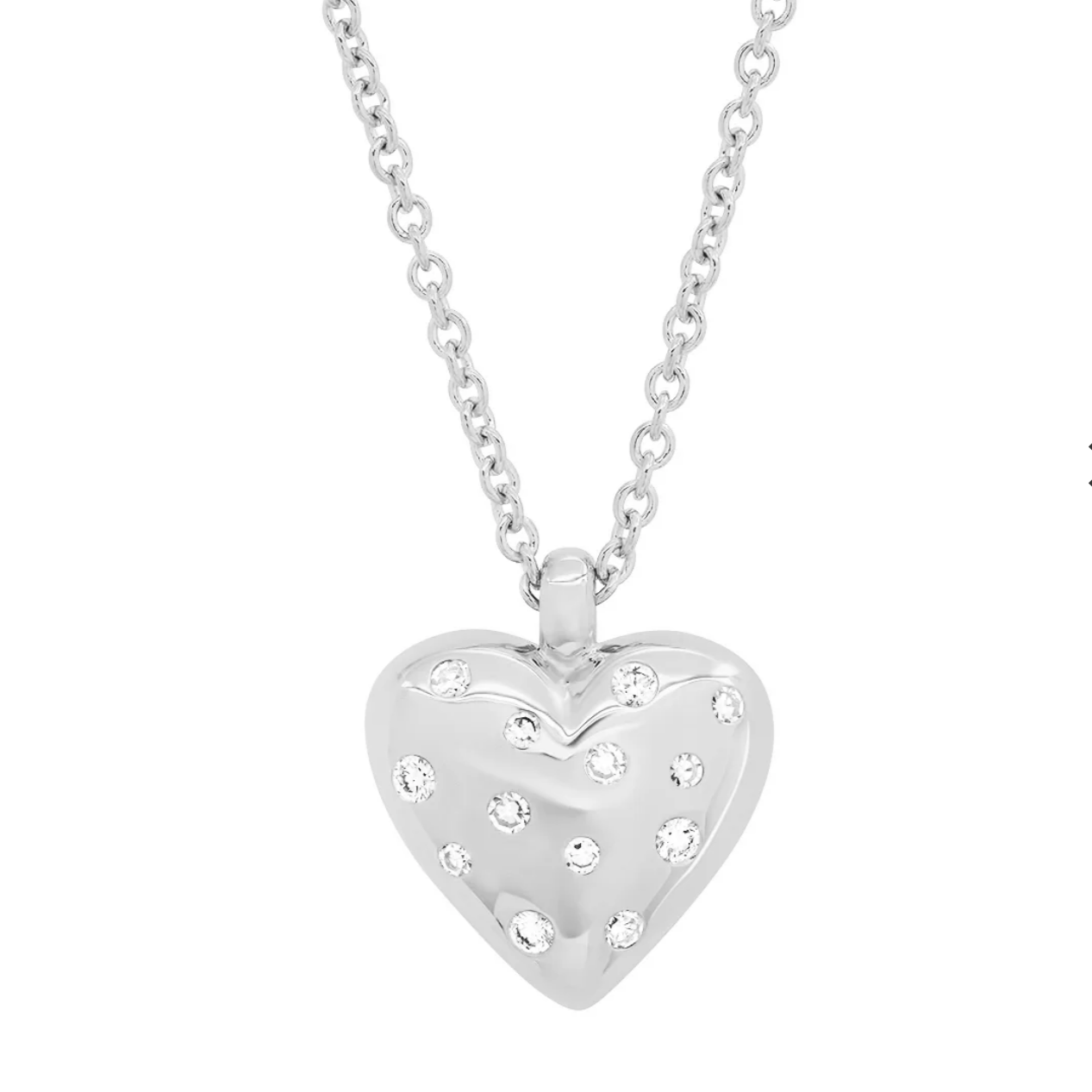 Small Diamond and Gold Puffy Heart Necklace
