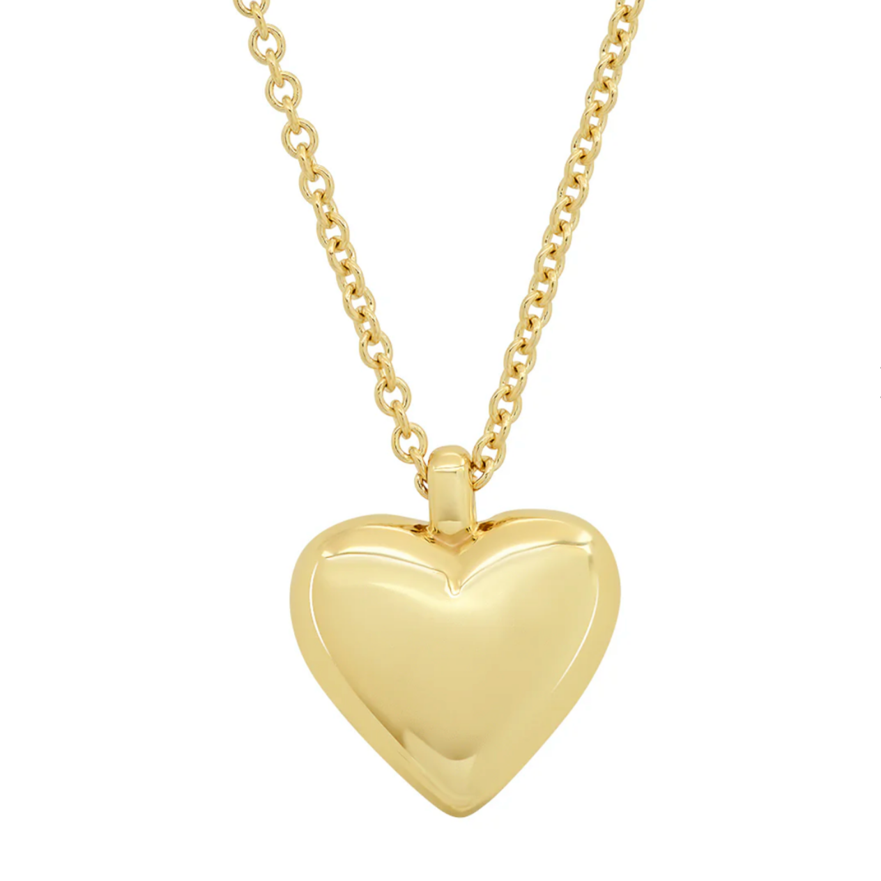Small Diamond and Gold Puffy Heart Necklace