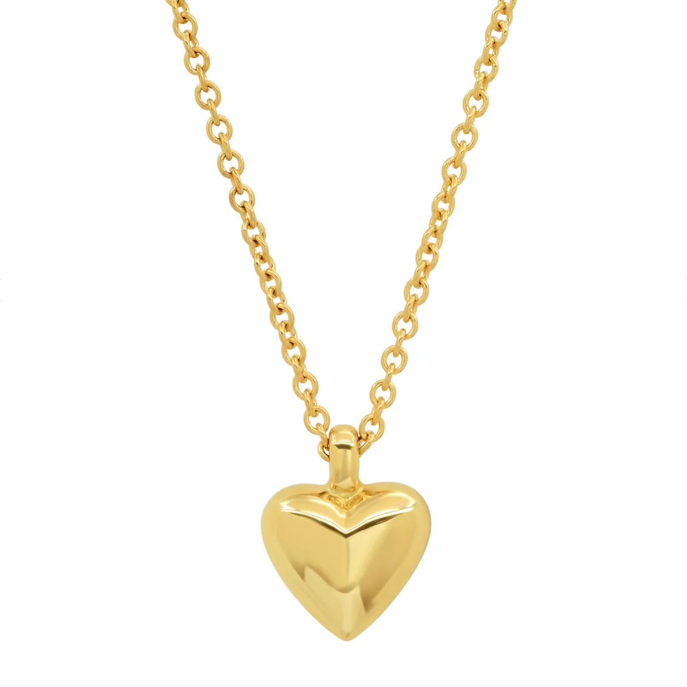 Mini Diamond and Gold Puffy Heart Necklace