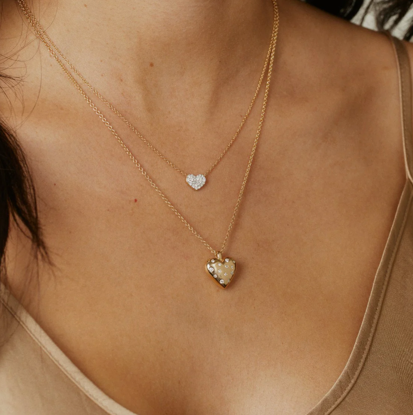 Diamond Smushed Heart Necklace