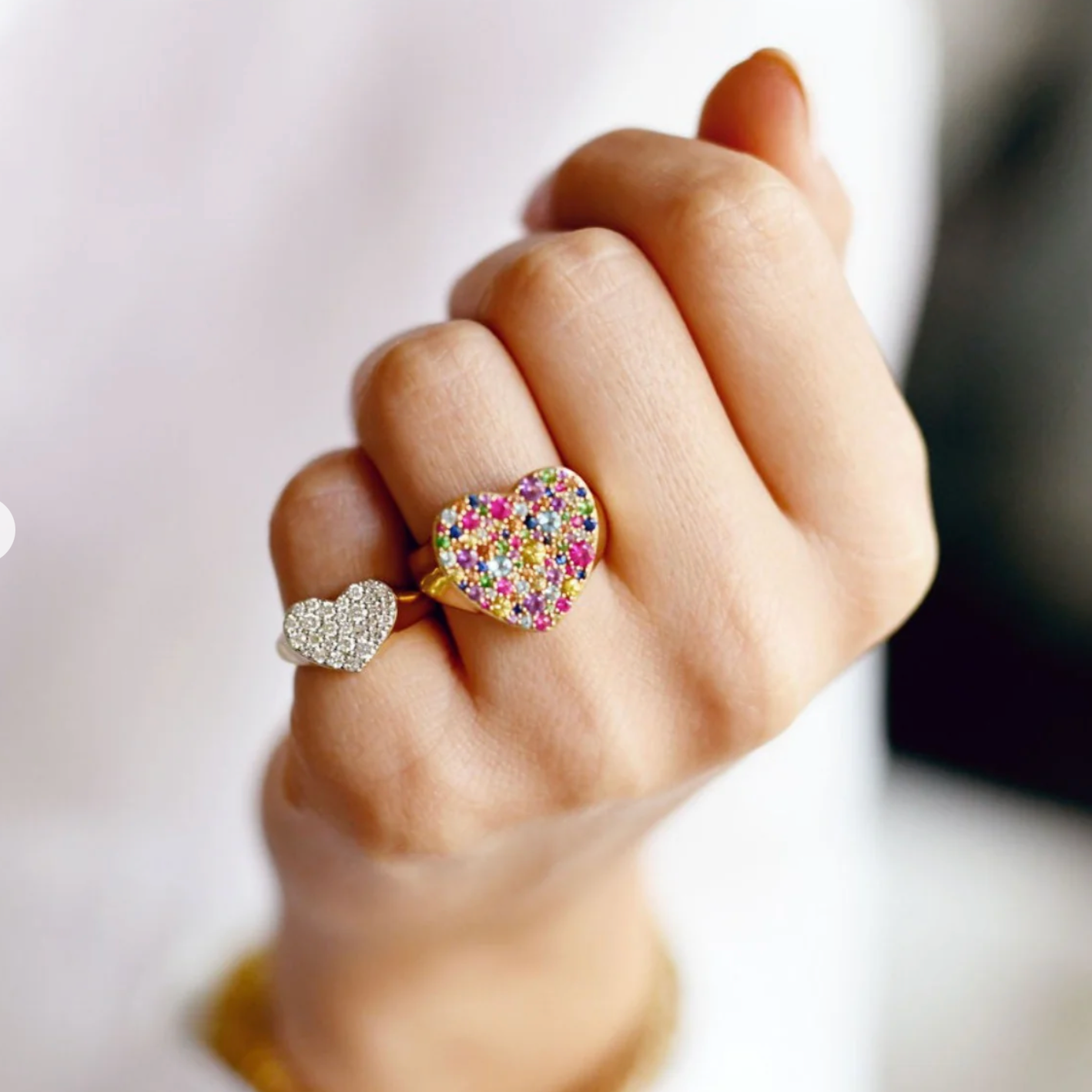 Multi Colored Heart Signet Ring