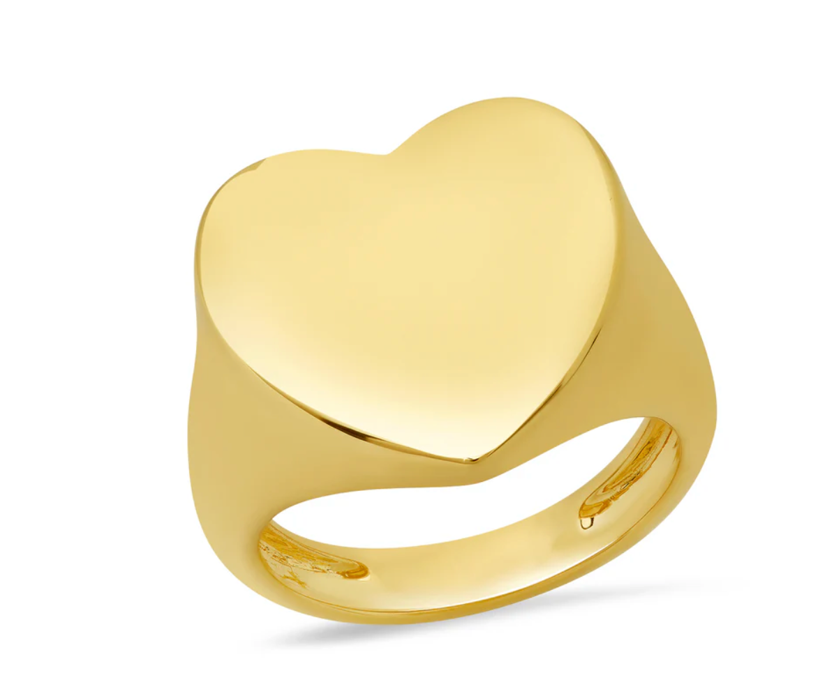 Gold Heart Signet Ring