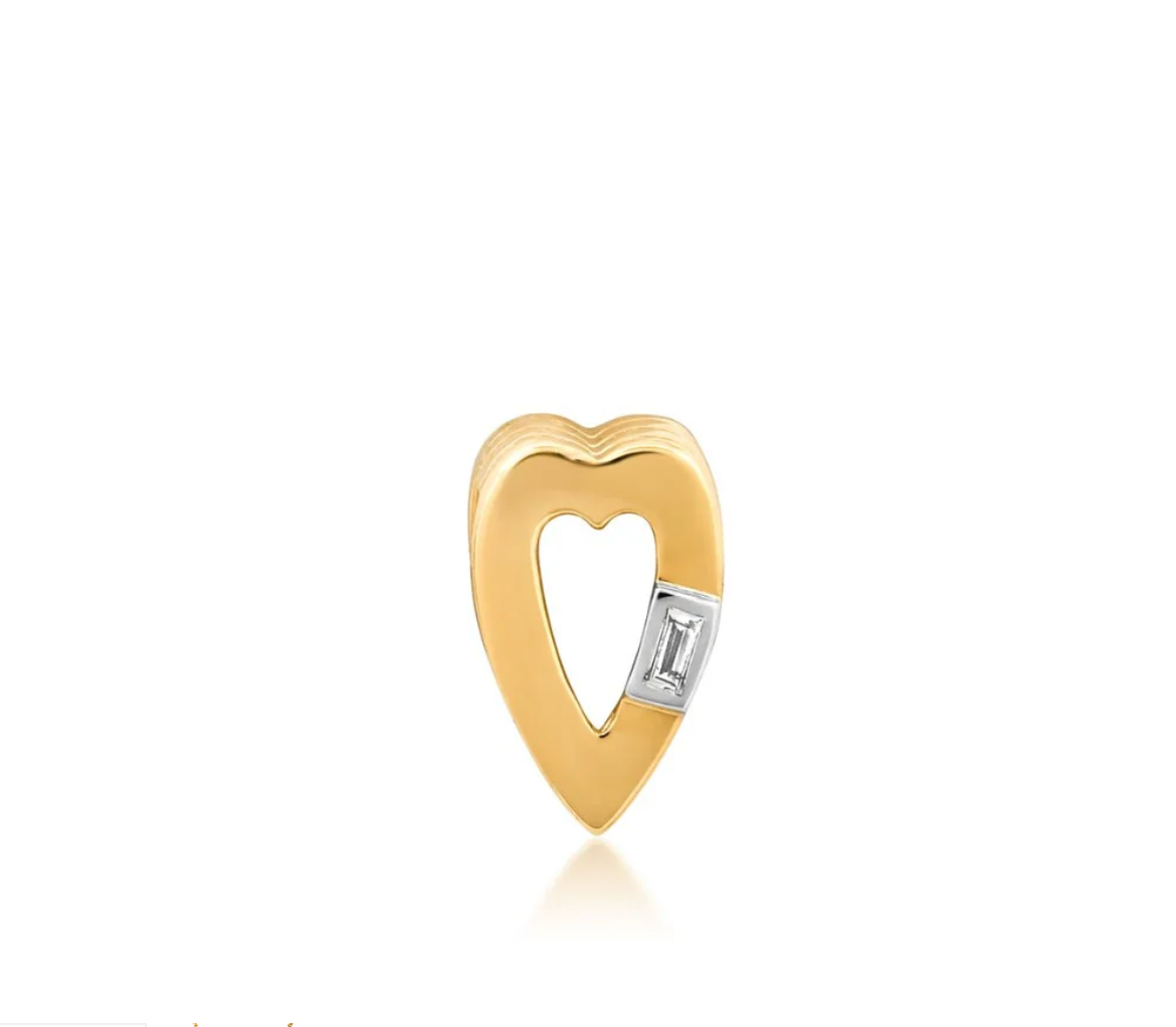 Slide-On Mini Ribbed Heart Pendant