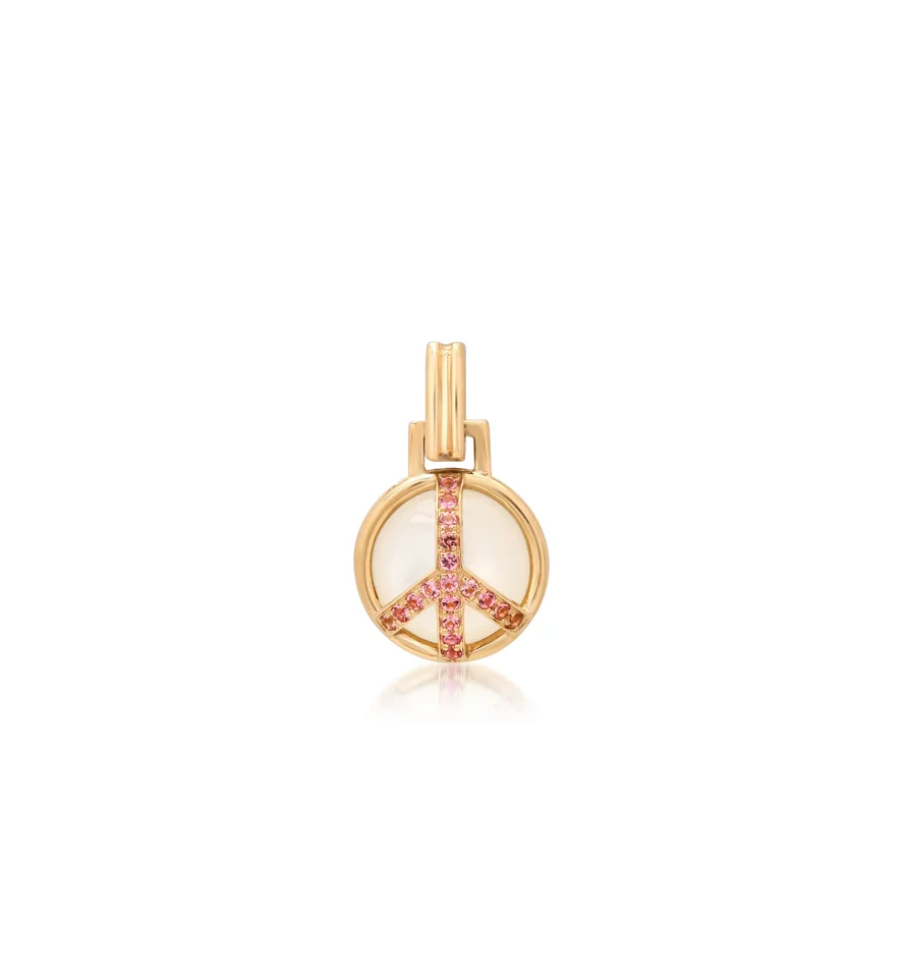 Mini Peace Pendant Mother of Pearl/Pink Tourmaline