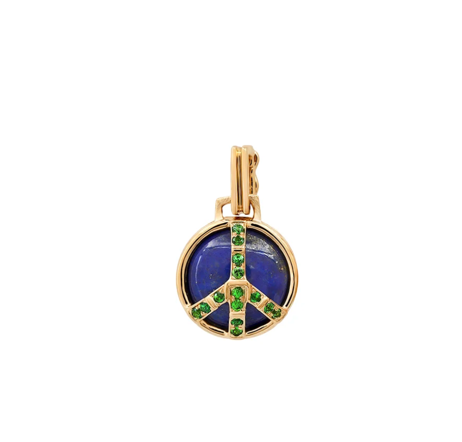 Mini Peace Pendant with Onyx/Opal/Lapis and Green Tsavorite