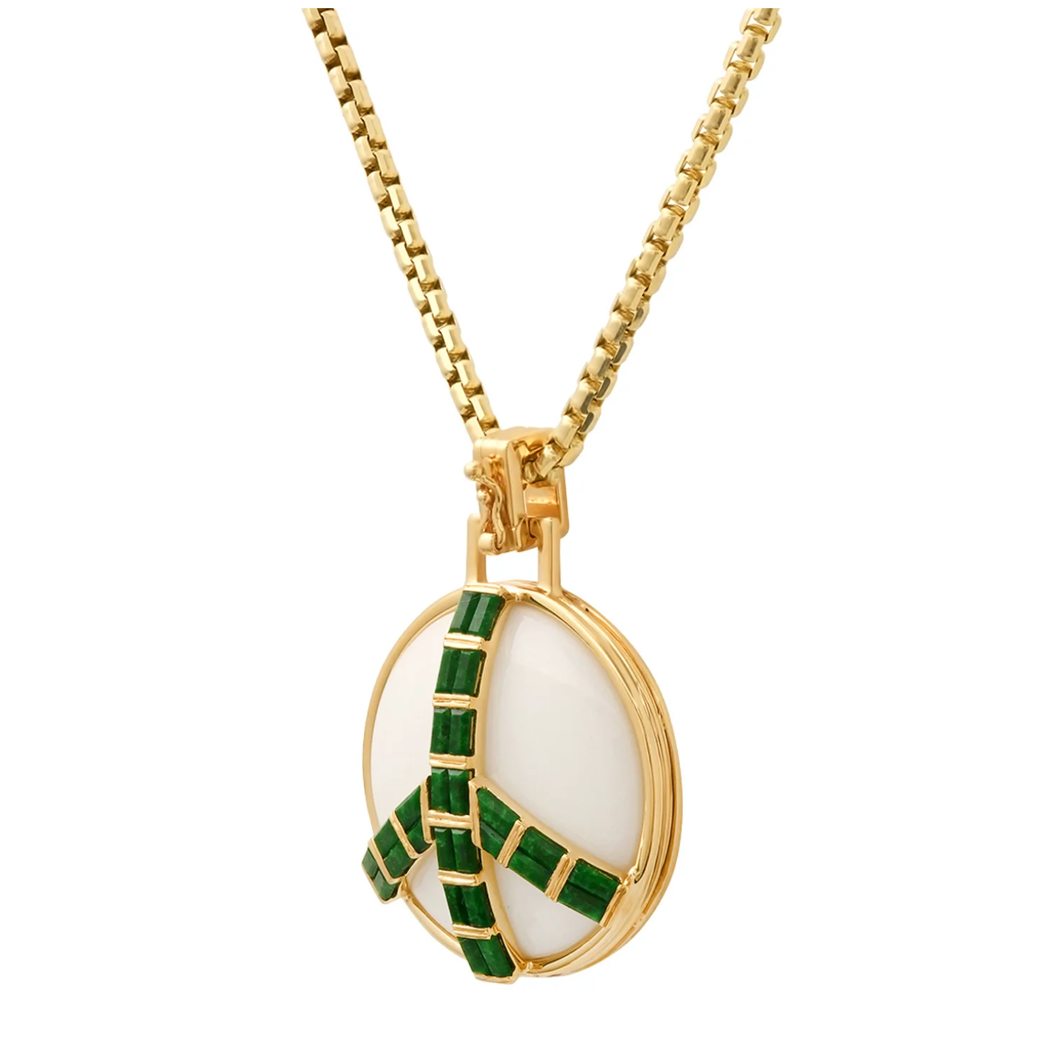 Midsize Peace Pendant with Black/White Onyx and Jade Albite