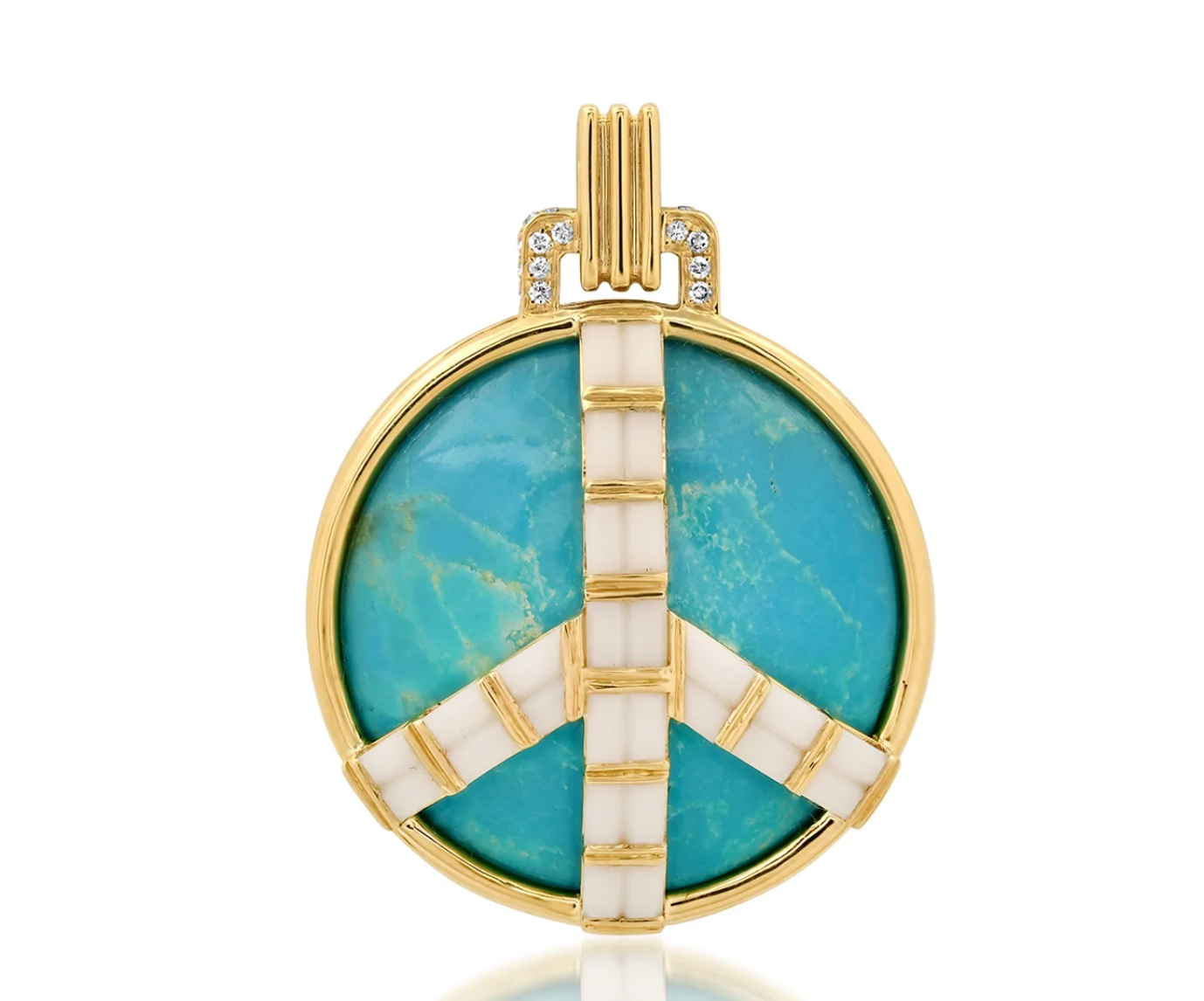 Midsize Peace Pendant in Turquoise and White Onyx