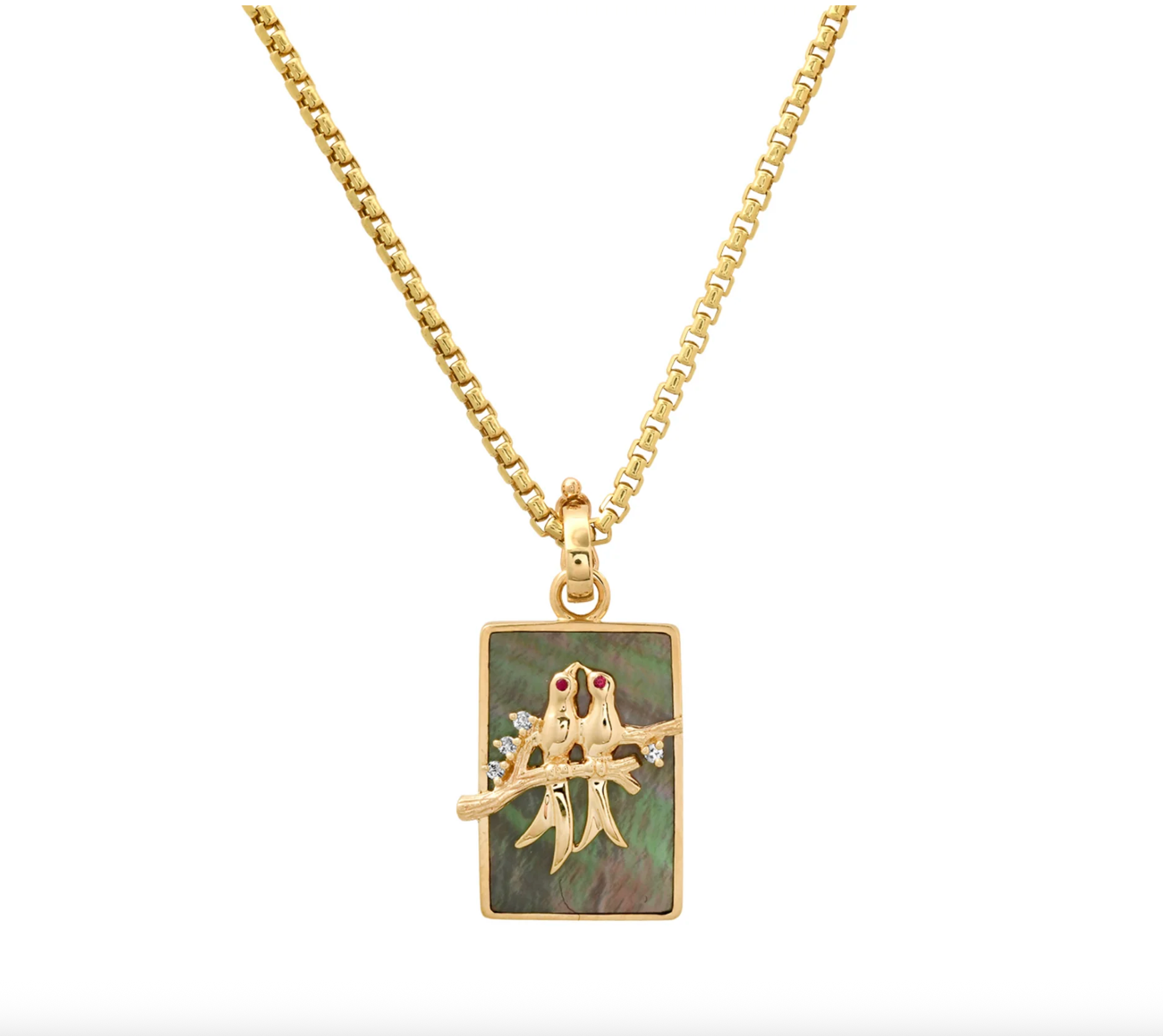 SMALL LOVEBIRDS GEMSTONE PENDANT