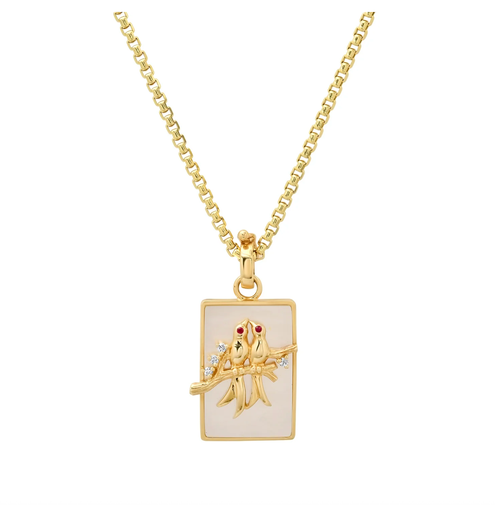 SMALL LOVEBIRDS GEMSTONE PENDANT