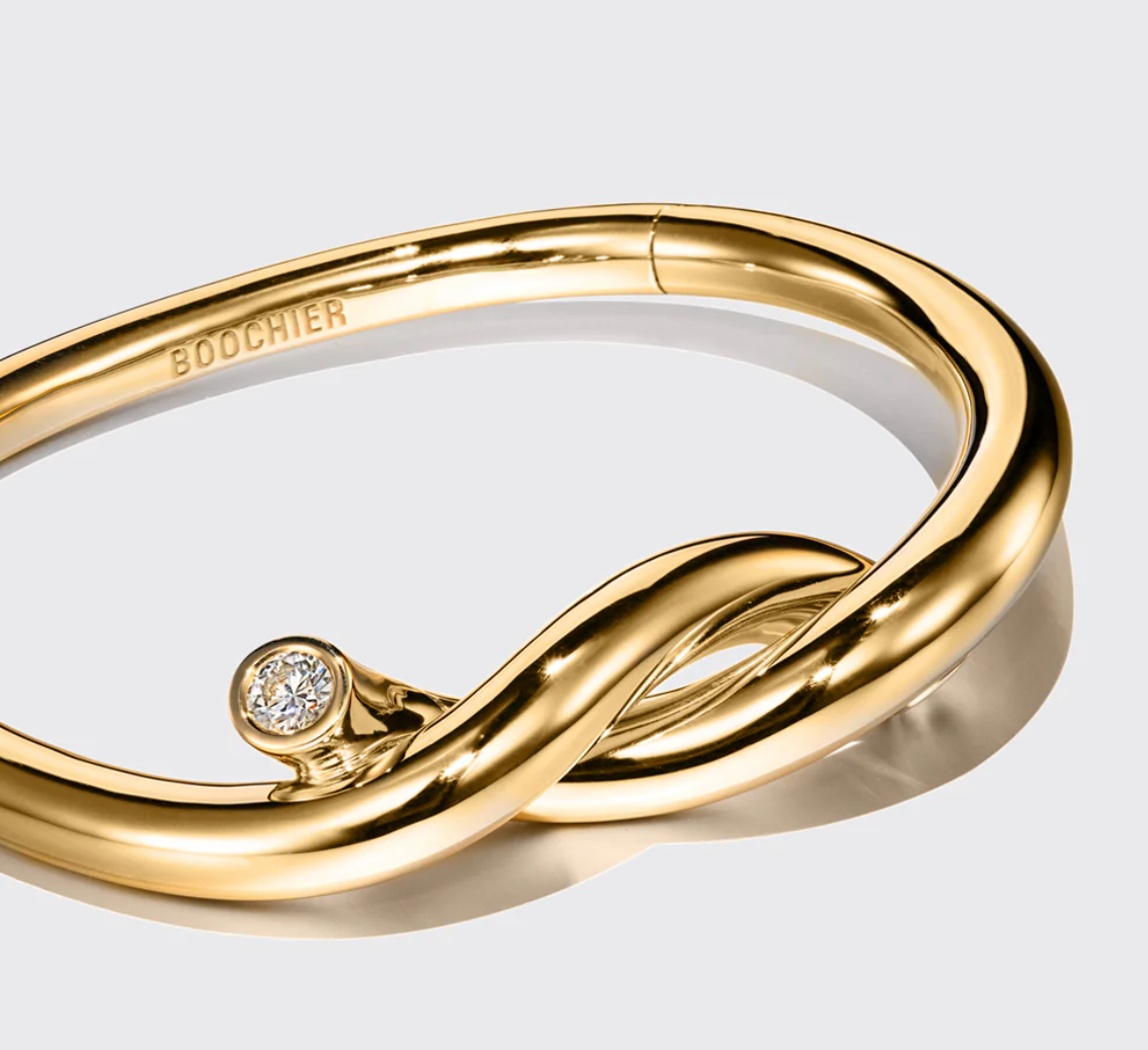 JUMBO YELLOW GOLD TIES BANGLE