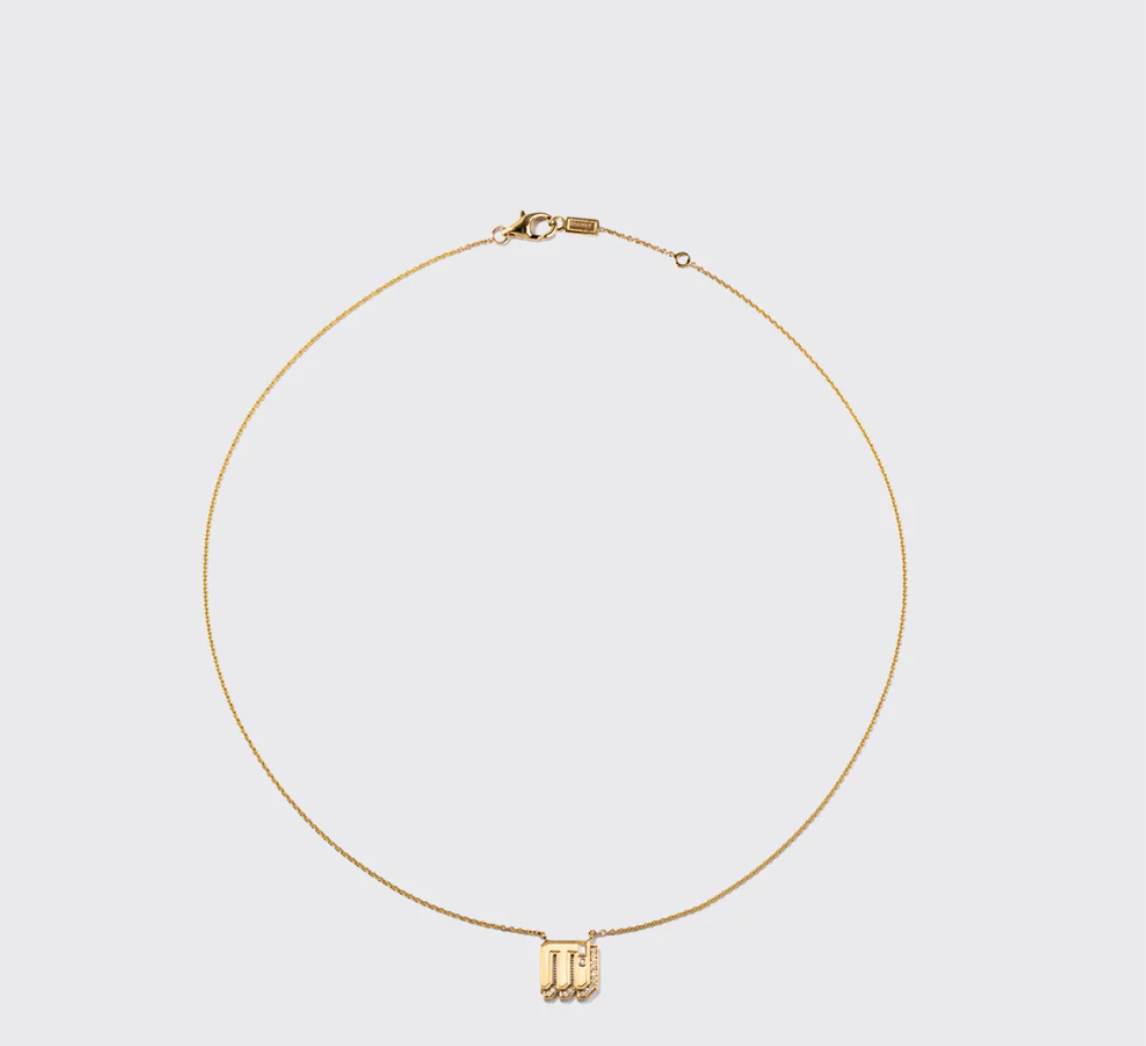 YELLOW GOLD DIAMOND MINI LETTER NECKLACE