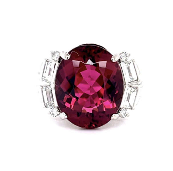 Vintage 1960s Platinum Pink Tourmaline & Diamond Ring