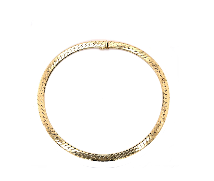 Vintage 14K Yellow Gold Herringbone Choker Necklace
