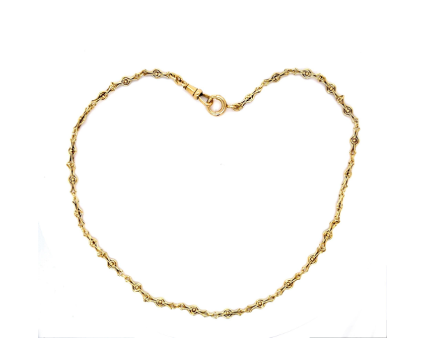 Antique 1900s European Hallmarked 18K Yellow Gold Handmade Chain Necklace
