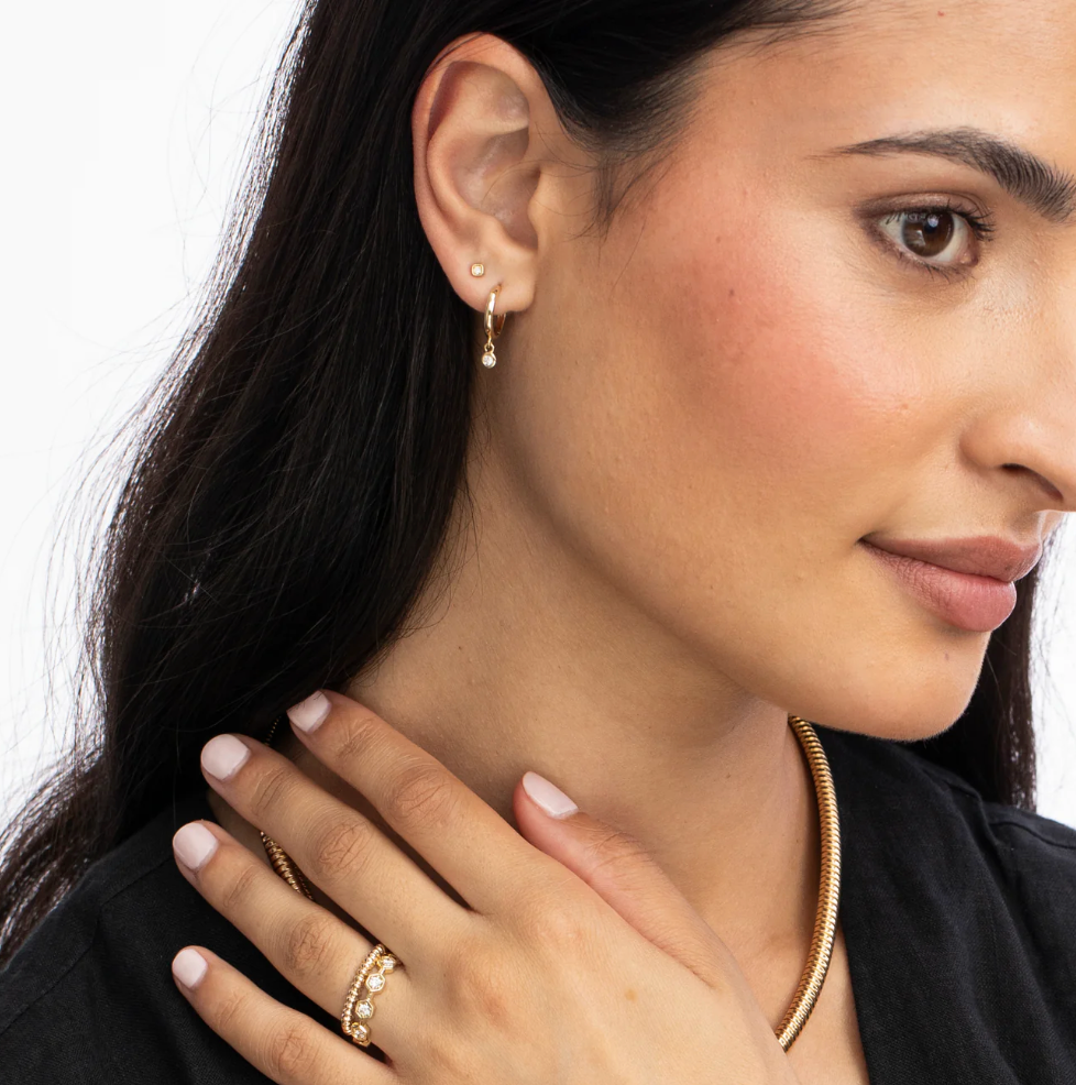 Single Diamond Raindrop Huggies