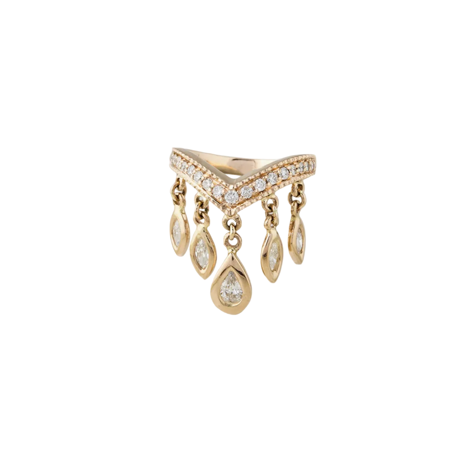 Large Teardrop 4 Marquise Diamond Shaker V Ring