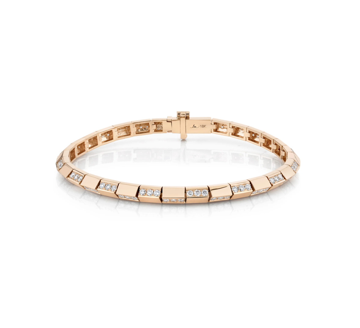 KNIFE EDGE BAR TENNIS LINK BRACELET WITH ALTERNATING PAVÉ