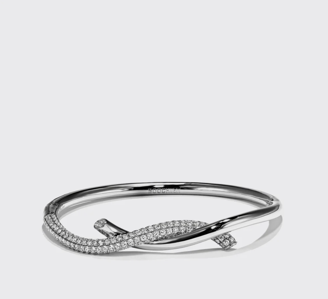 GOLD HALF DIAMOND TIES BANGLE