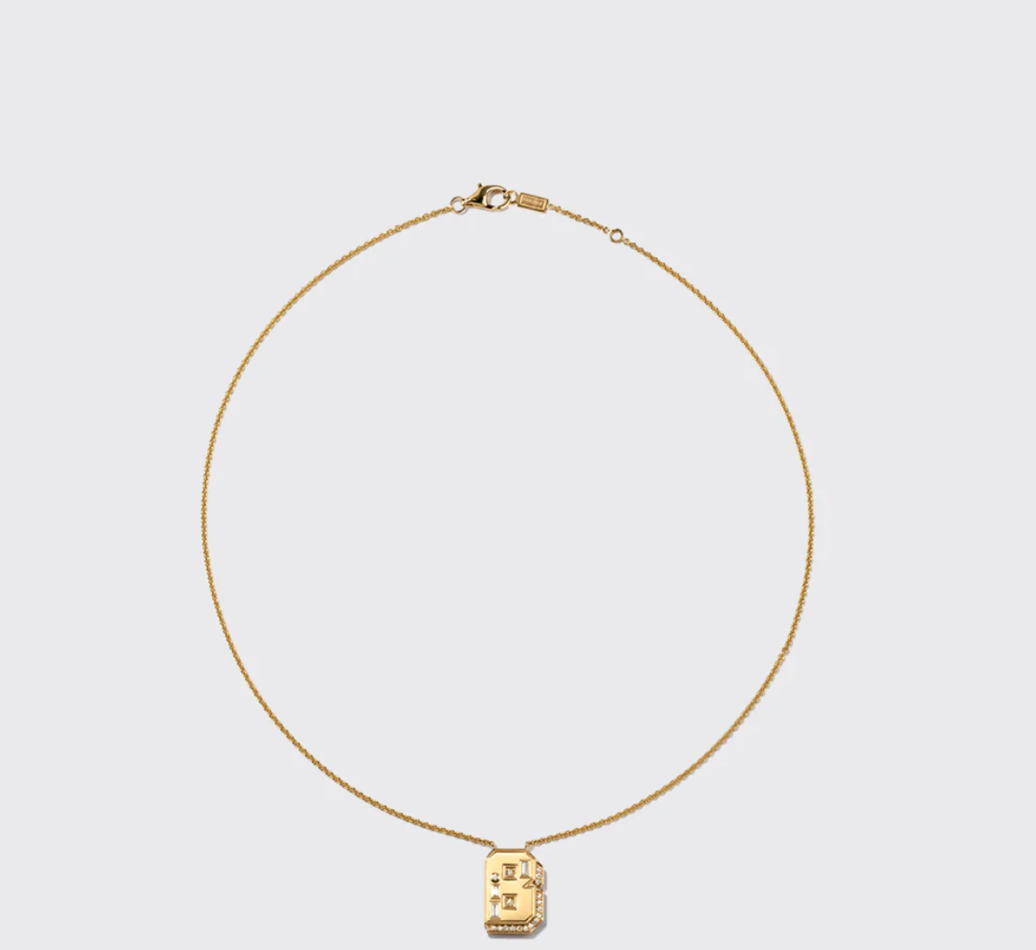 YELLOW GOLD DIAMOND LETTER NECKLACE