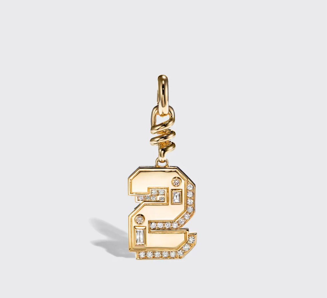 YELLOW GOLD DIAMOND LETTER AND NUMBER CHARM