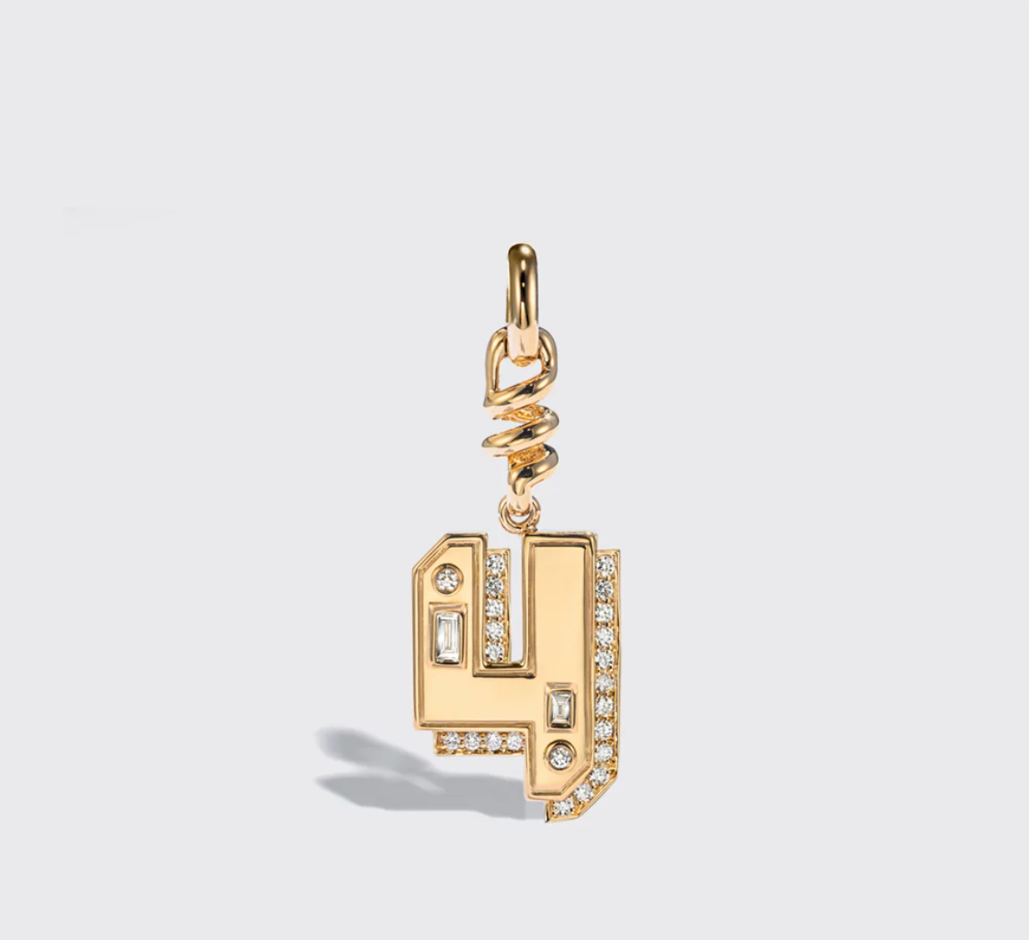 YELLOW GOLD DIAMOND LETTER AND NUMBER CHARM