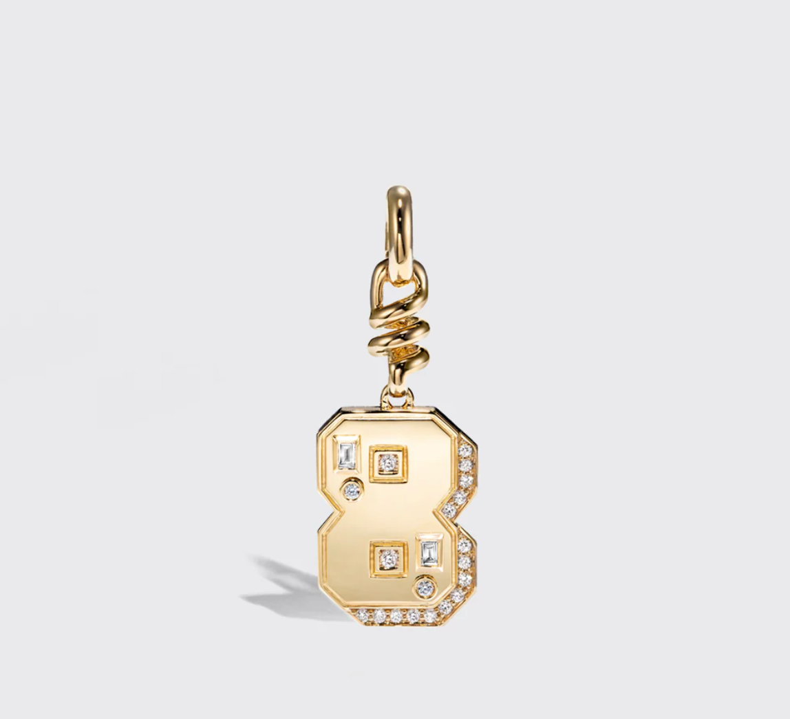 YELLOW GOLD DIAMOND LETTER AND NUMBER CHARM