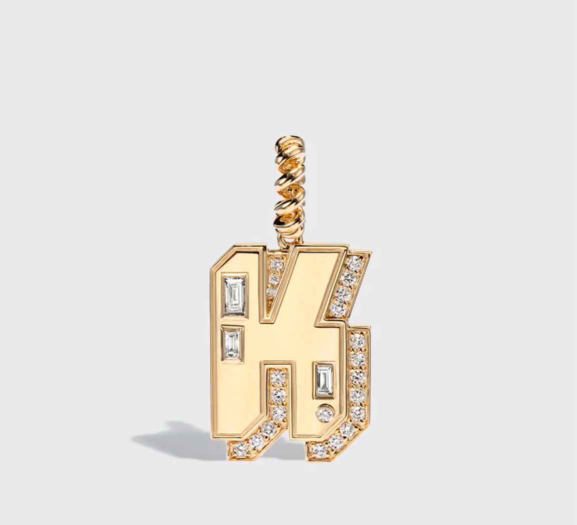 JUMBO YELLOW GOLD DIAMOND LETTER AND NUMBER PENDANT