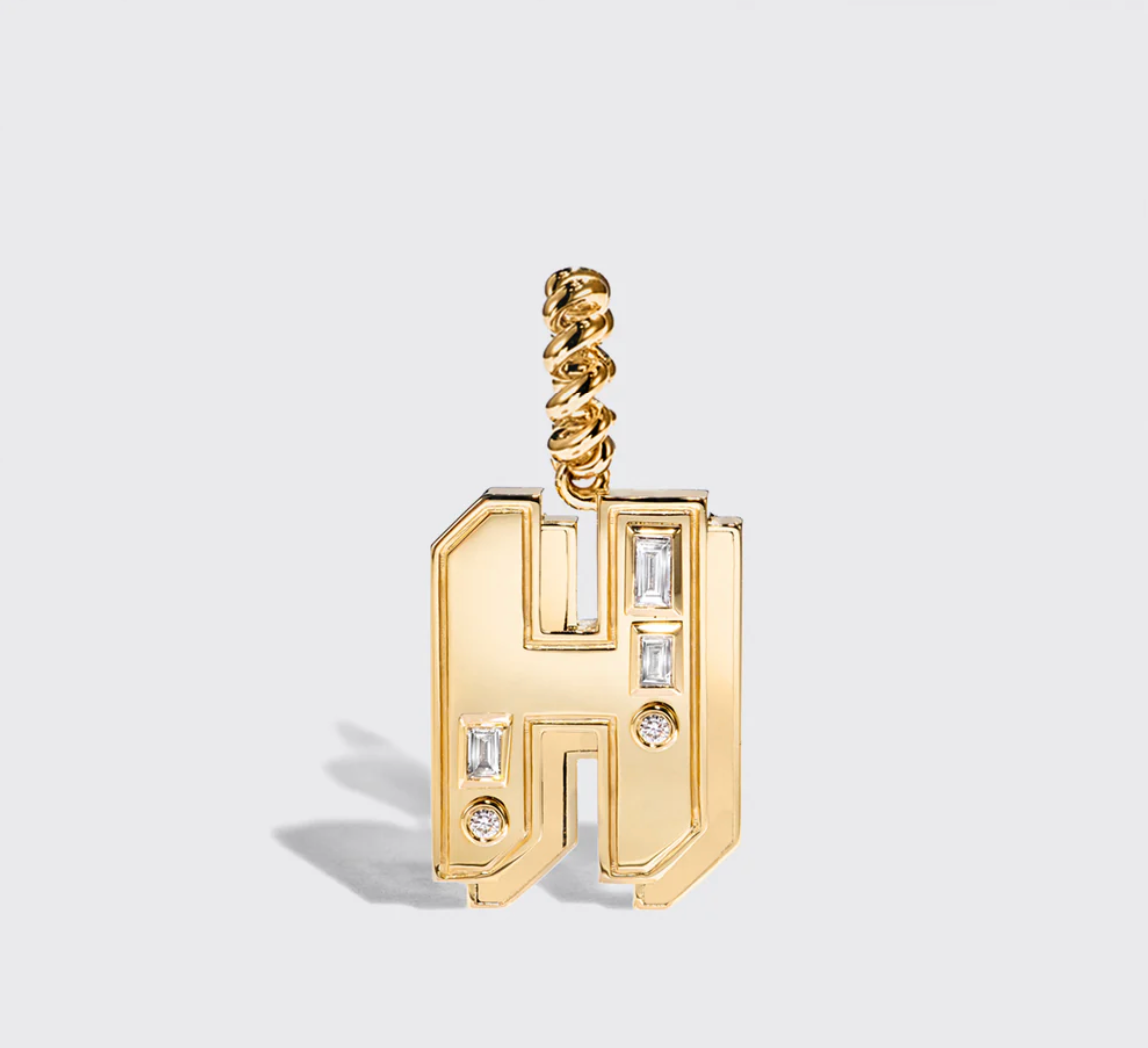 JUMBO YELLOW GOLD DIAMOND LETTER AND NUMBER PENDANT