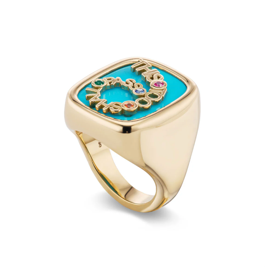 This Too Shall Pass Signet with Turquoise