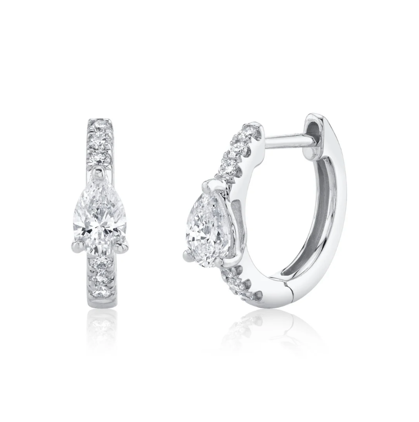 DIAMOND HUGGIES WITH PEAR DIAMOND CENTER