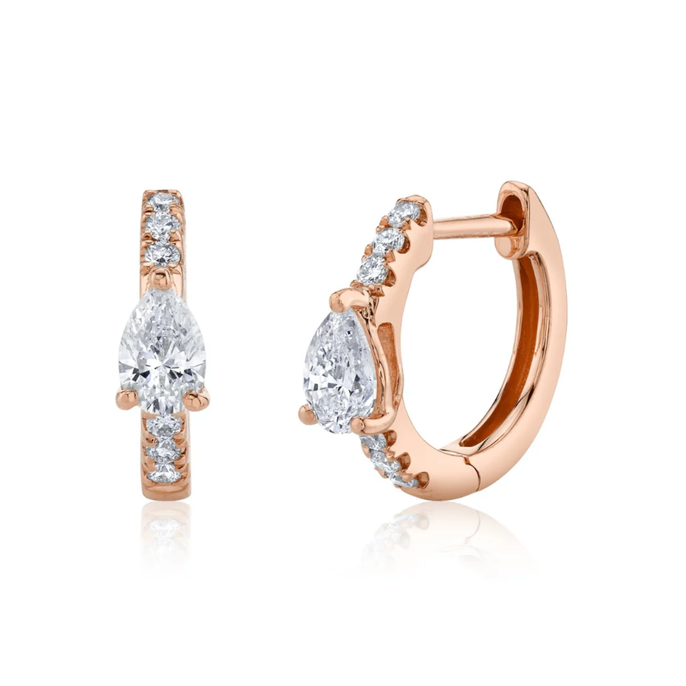 DIAMOND HUGGIES WITH PEAR DIAMOND CENTER