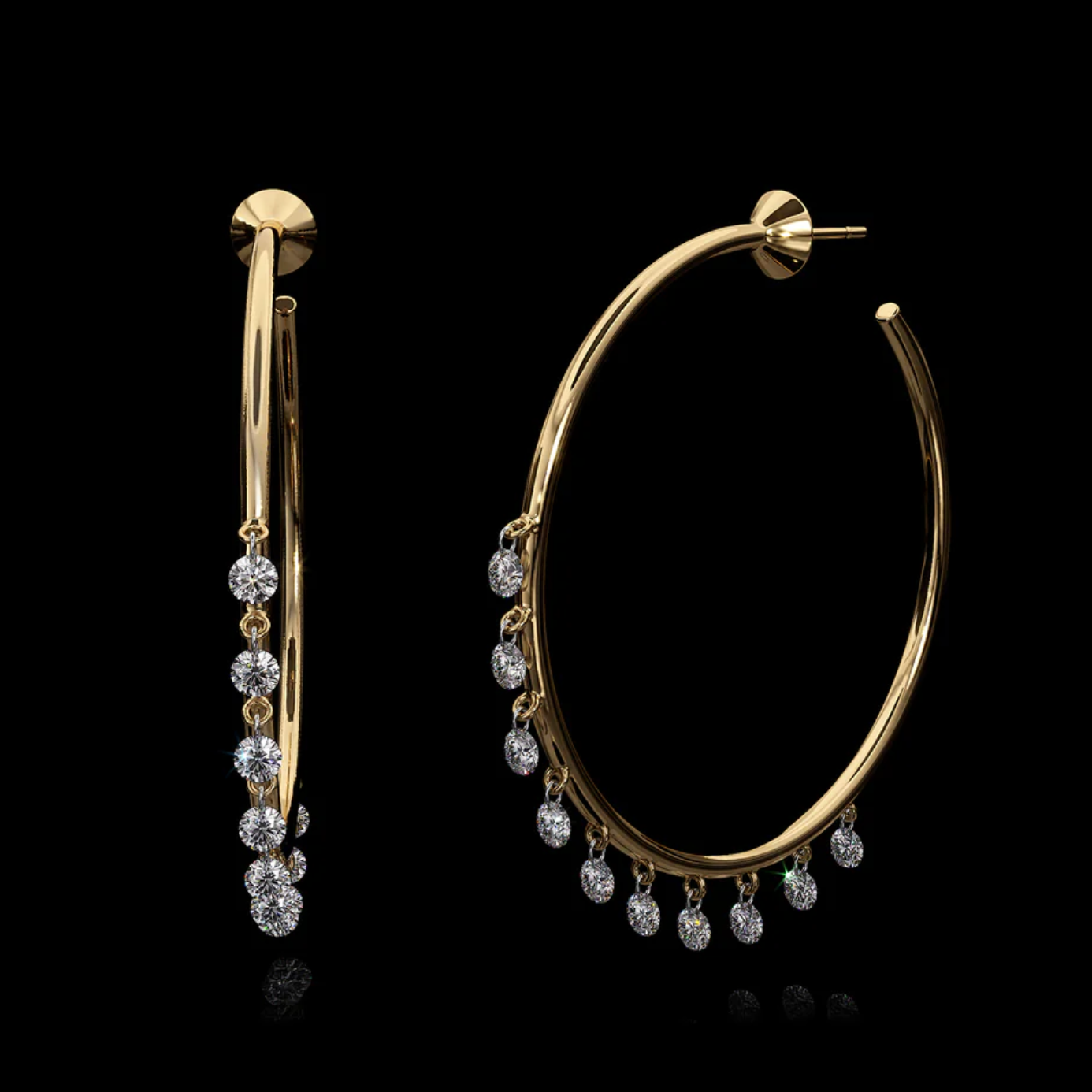 10 STONE ROUND DIAMOND HOOPS