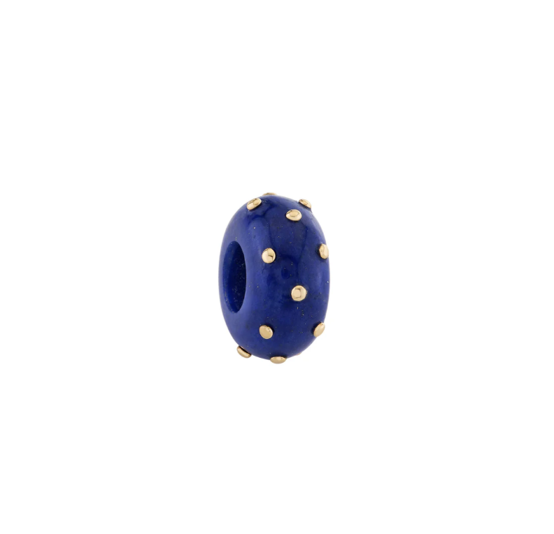 Lapis and Gold Dot Rondelle Bead
