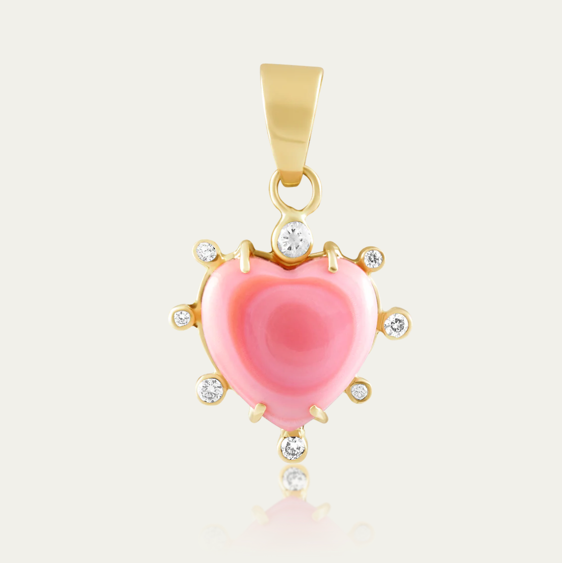 Pink Conch Shell Heart Halo Pendant