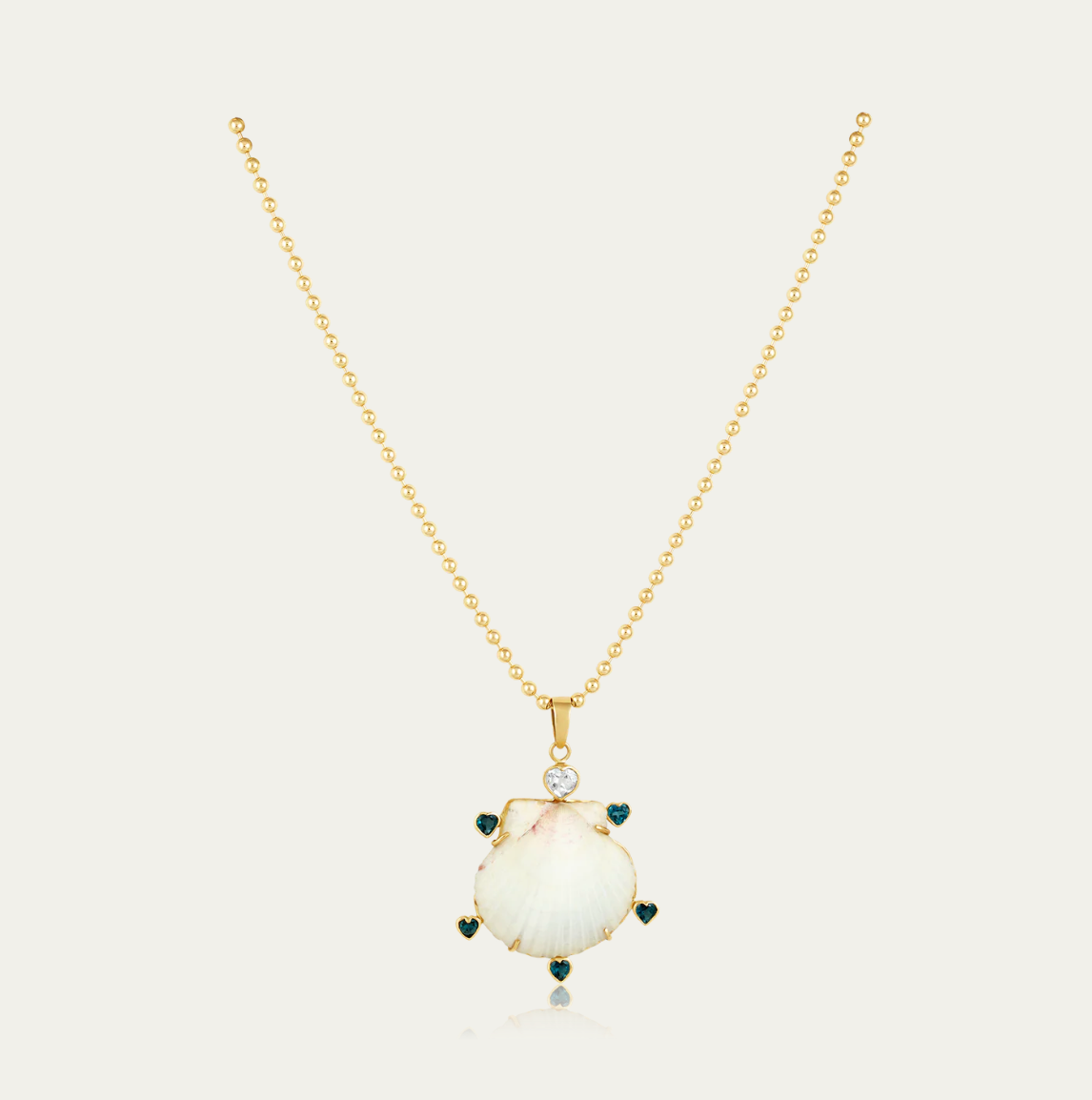 White Shell Blue Heart Halo Pendant