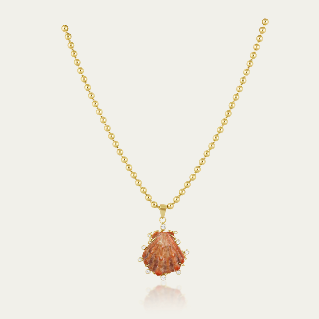 Pink Lion’s Paw Shell Halo Pendant