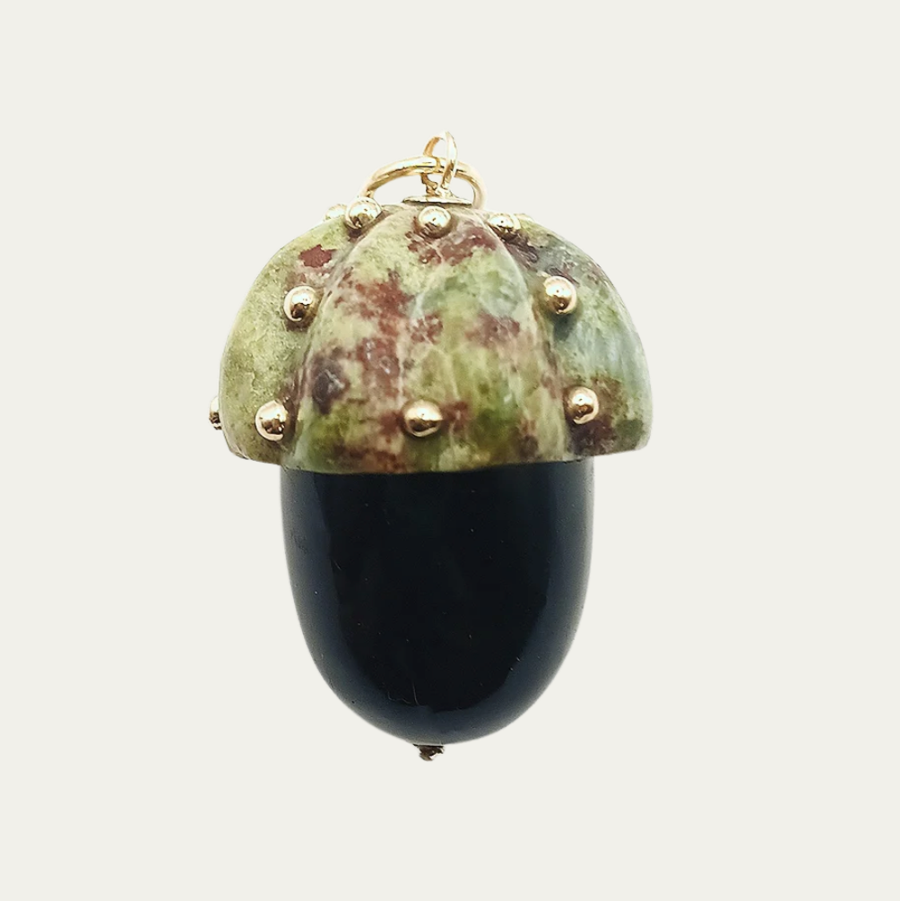 Carved Stone Acorn Pendant