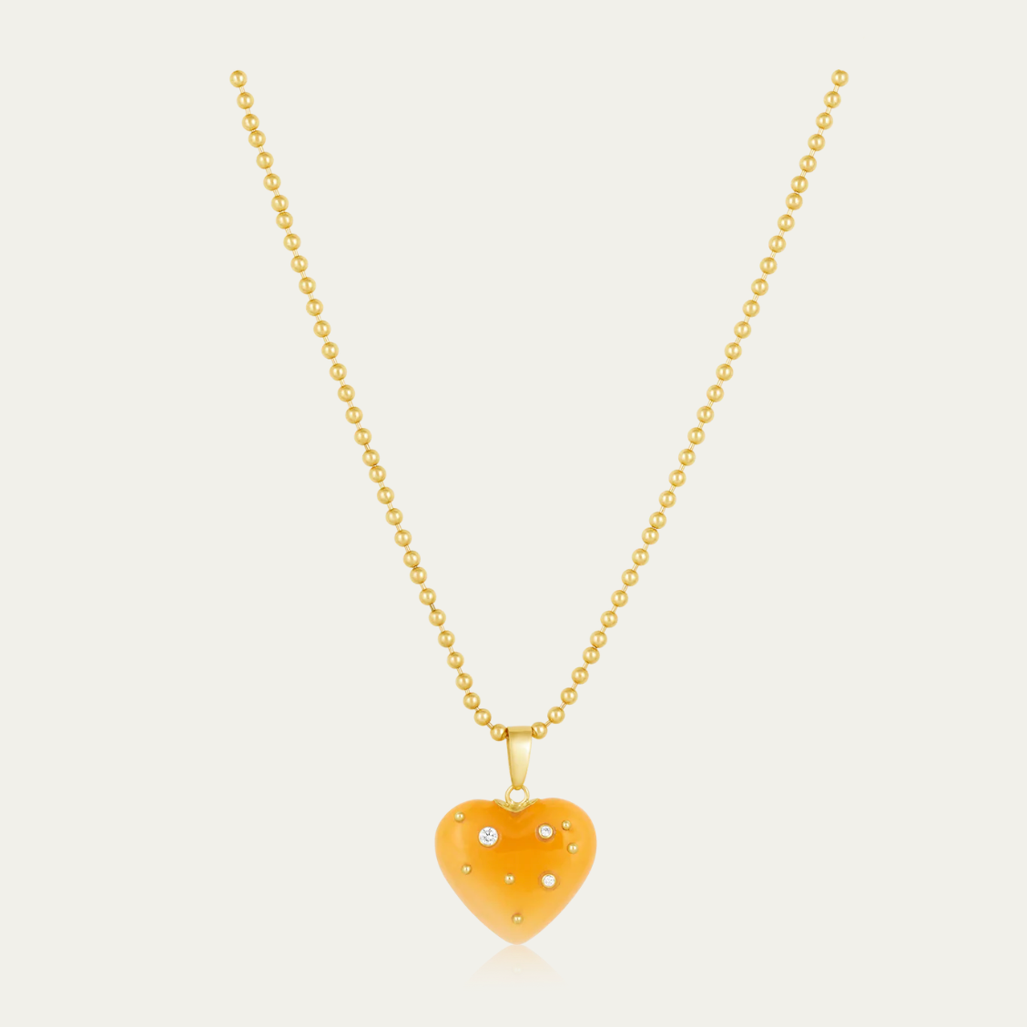Carved Stone Studded Heart Pendant