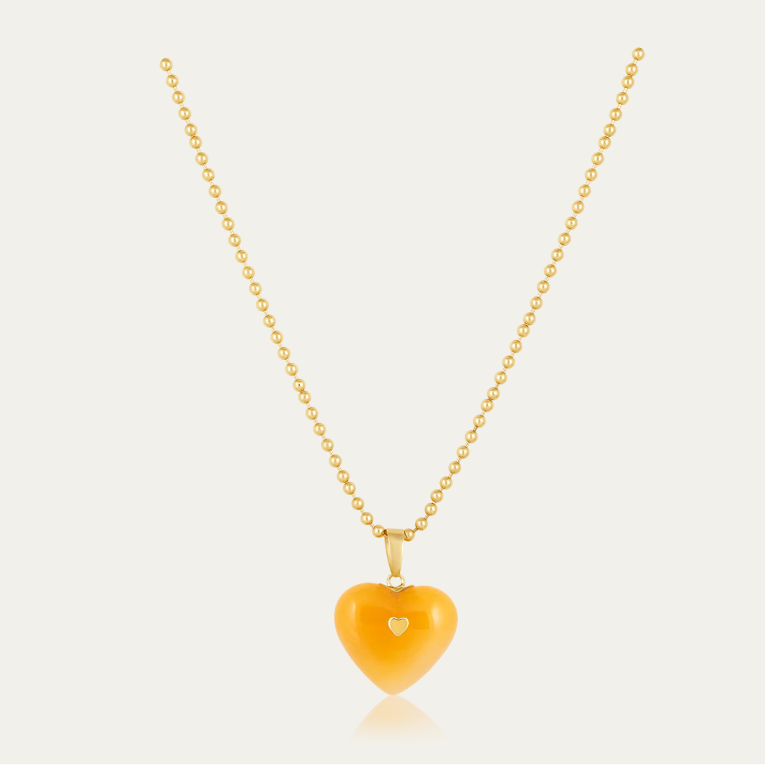 Carved Stone Studded Heart Pendant