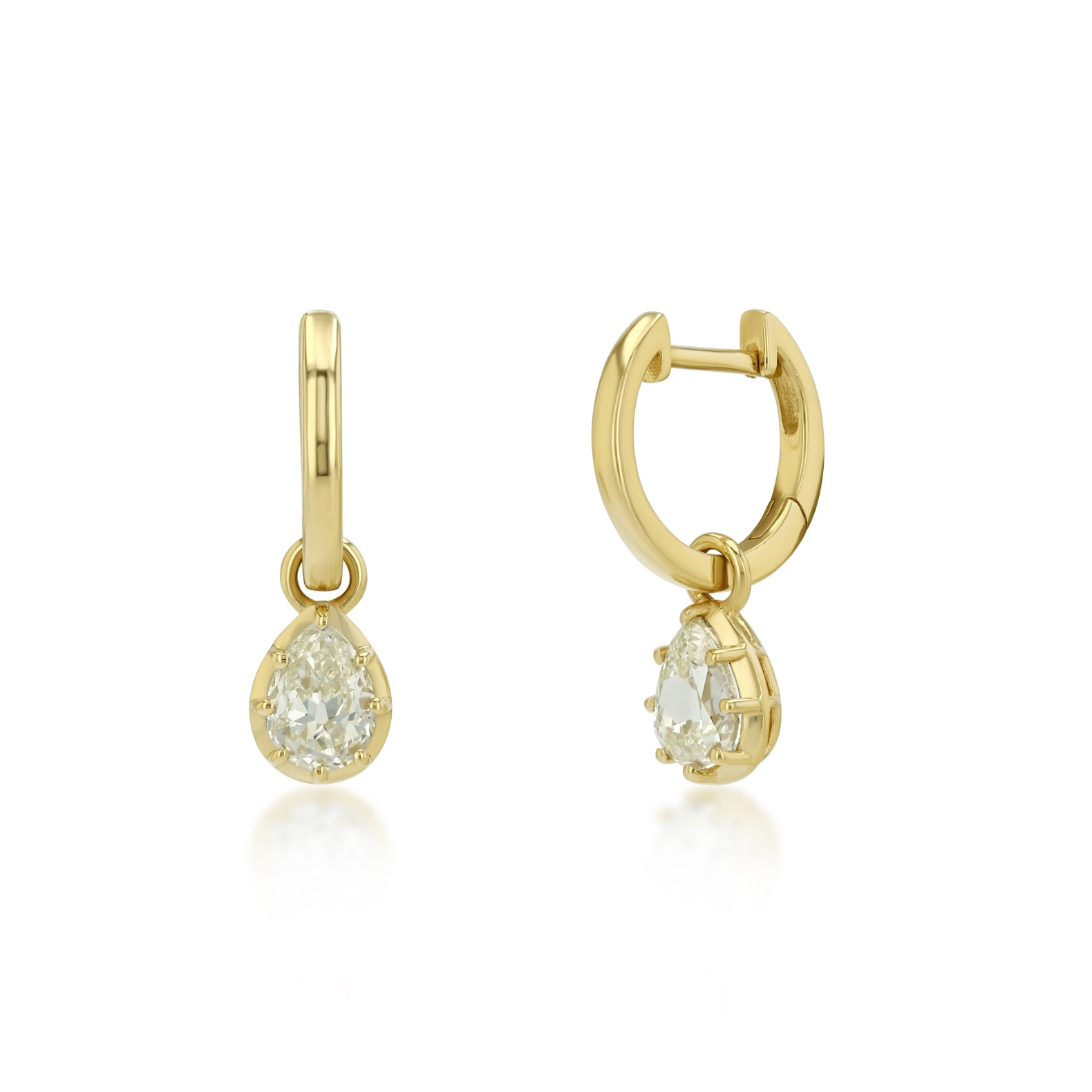 Signature Diamond Drop Hoops - Pear
