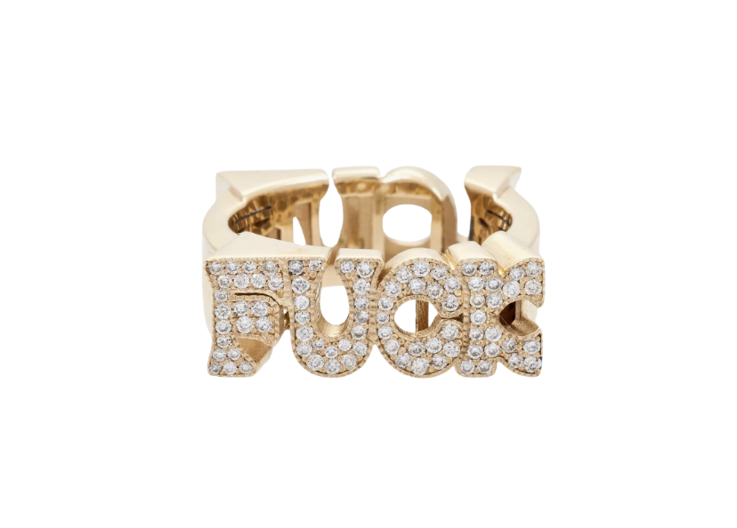 Pave Diamond Fuck & Love Groovy Ring