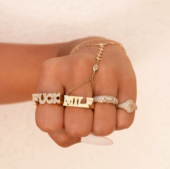 Pave Diamond Fuck & Love Groovy Ring
