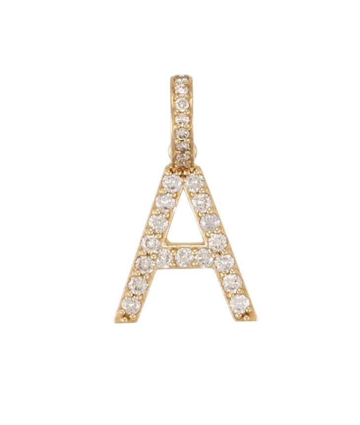 Pave Diamond Initial Charm with Pave Bail
