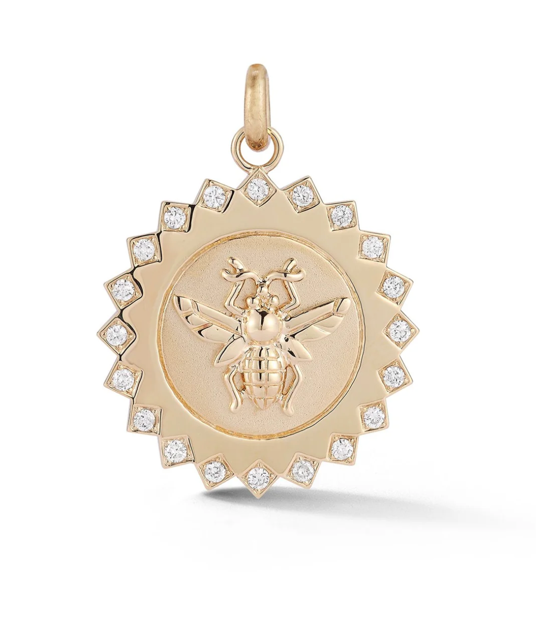 14K Gold Diamond Bee Madelyn Medallion