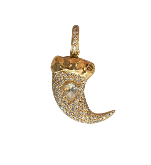 Pave Rose Cut Diamond Claw Charm Large Pave Bail