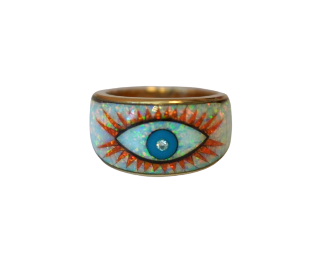 1 Diamond Eye Burst Opal Inlay Ring